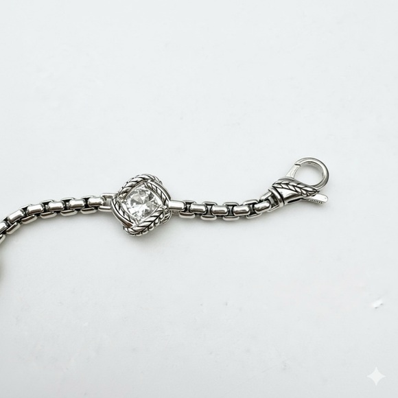 JAI Sterling Silver Box Chain Station Bracelet with Gemstone Accents (NEW) - Picture 4 of 6